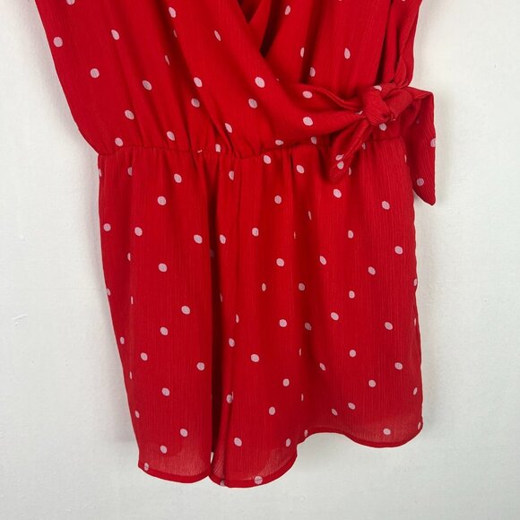 Vestique Polka Dot Tie Romper Lipstick Red Size Small S EUC L2611 - Picture 4 of 16